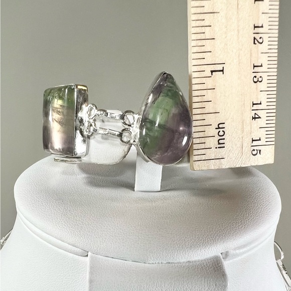 Fluorite Pearl 925 Large Gemstone Necklace & Bracelet - Picture 5 of 8